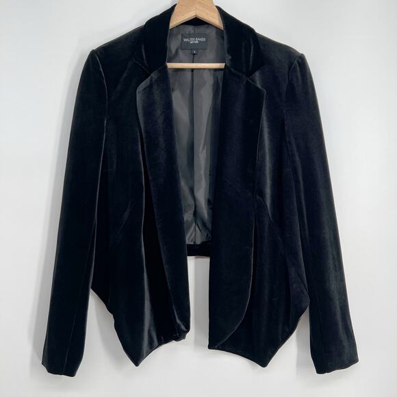 Walter Baker Jackets & Blazers - Walter Baker New York Seth Velvet Blazer Jacket Womens Small Black High Low Open